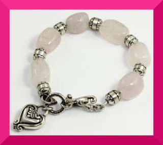 Brighton Light Pink Blaire Heart Charm Bead Bracelet HTF  