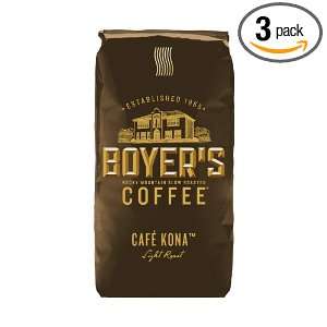 Boyers Coffee Cafe Kona, 12 Ounce Bags (Pack of 3)  