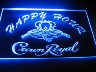 Happy Hour Crown Royal Beer Bar Light Sign Neon B503  