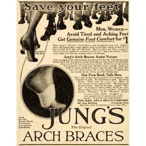  1921 Vintage Ad Jung Foot Arch Braces Feet 481 Jung Bldg Cincinnati 
