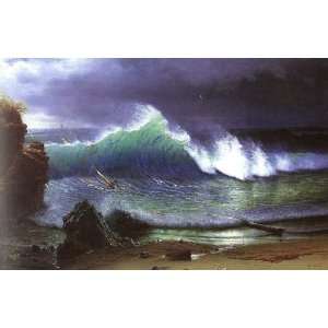 Oil Painting The Shore Of The Turquoise Sea Albert Bierstadt Hand Pa 