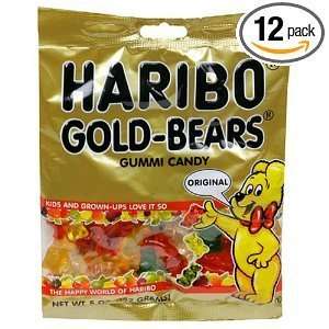 Haribo Gummi Candy, Original Gold Bears, 5 Ounce Bags (Pack of 12 