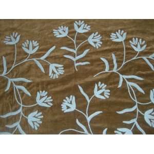  Crewel Fabric Tarang Greenish Brown Cotton