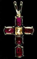   Christian cross 10K gold pendant birthstone blood faith love promise