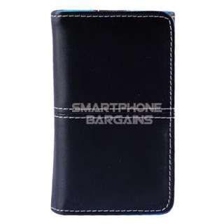 BLUE Leather Wallet Case Credit ID Card Holder Flip Pouch Cover for 