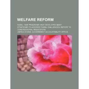 Welfare reform rural TANF programs have developed many strategies to 