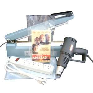   Shrink Wrapping Kit with 6 x 11 in. Vedio Shrink Bags, 500pcs Office