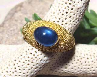 EXQUISITE 22K RARE 2.94ct CATS EYE BLUE SAPPHIRE RING 8  