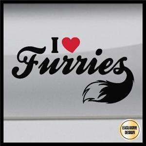 Heart Furries Decal, Love Furry Fandom Tail Sticker  