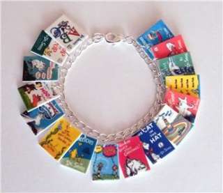 Dr Seuss Cat in the Hat Book Cover Charm Bracelet Green eggs and Ham 
