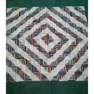  Unique Handmade Log Cabin Quilt, Handquilted, Made in 