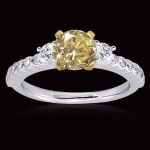   75 ct. white yellow diamonds 3 stone engagement ring 