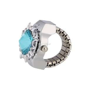  Ladies Ring Watch wirh Jewelled Decoration Case Blue 