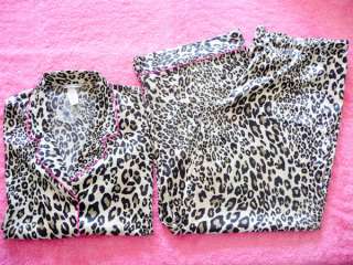 NWT Victorias Secret Afterhours Satin Animal Prints Pajama Set Size L 