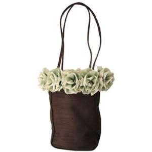  Mink Silk Handbag with Mint Ribbon Flowers