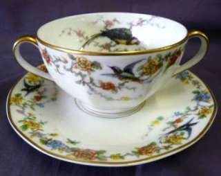   HAVILAND FRANCE ARCADIA PATTERN BOUILLON CUP AND SAUCER  