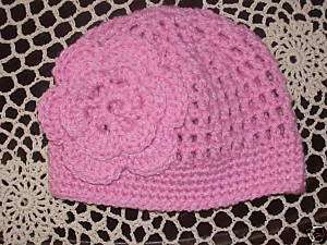 Boutique Crocheted Baby Girl Beanie Hat 0 3 months  
