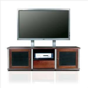   Synergy Walnut & Black Triple Flat Panel TV Cabinet with Media Drawer