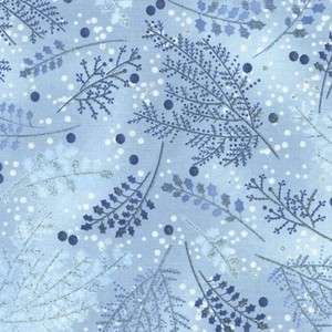 ICE GLITTERY BRANCHES ON LIGHT BLUE Cotton Quilt Fabric  