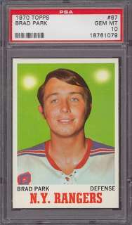 1970 Topps #67 Brad Park Rookie HOF Rangers PSA 10 pop 1  