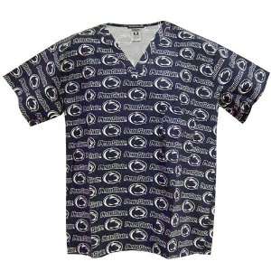   Nittany Lions Navy Blue All Over Print Scrub Top