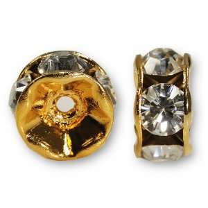  6 Swarovski Crystal Rondelle Gold Plated 6mm   Crystal 