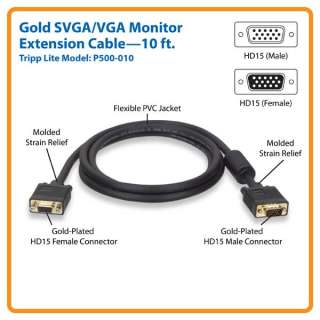 TRIPP LITE P500 010 10 Feet VGA/SVGA Monitor Gold Extension Cable with 