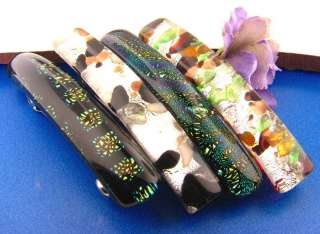 Set of Four Dichroic & Lampwork Glass Barrettes  