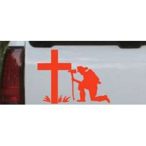 Red 24in X 18.0in    Fireman At The Cross Christian Car Window Wall 
