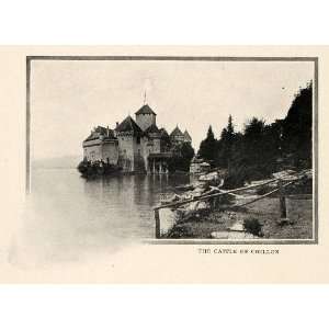  1910 Print Switzerland Chillon Lake Leman Veytaux Chateau 