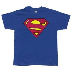 Superman Classic Logo T Shirt Blue DC Comic Superhero  