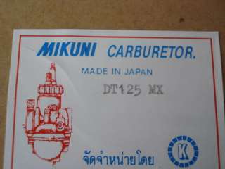 GENUINE CARBURETOR MIKUNI NOS YAMAHA DT125 DT 125 JAPAN  