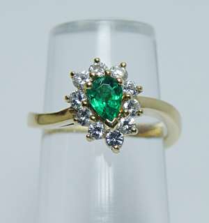   High Quality Emerald VVS FG Diamond 18K Gold Ring Estate Jewel  