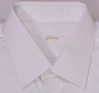 BRIONI DRESS SHIRT $585 SOLID WHITE FRENCH CUFF DRESS SHIRT 17.5L / 35 