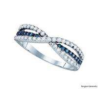 blue diamond wedding 14K gold ring .49 carats anniversary band life 