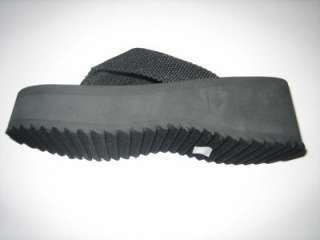 SODA BLACK 2.25 Platform Flip Flops Thongs Wedge Sz  
