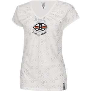 Cleveland Browns  White  Juniors Out Of This World Tissue Top  