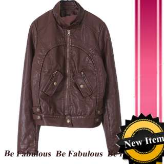 Brown Forever Punk Rock Faux Leather Jacket L XL 1X 2X  