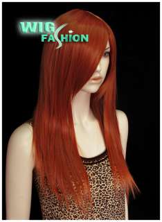 New Fashion Long Straight Brownish Orange Hair Wig TB1117  