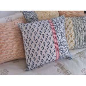   Block Print Decorative Pillow in Sprig in Slate Grey and Hanuman Vine