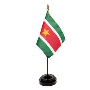  Suriname Flag 4X6 Inch Mounted E Gloss With Fringe Patio 
