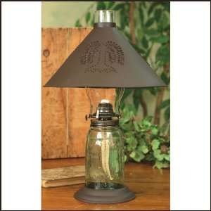  Quart Mason Jar Oil Lamp with Punched Willow Shade