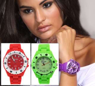 10 Color Stylish Jelly Silicone Fashion Unisex Quartz wrist Watch JF 