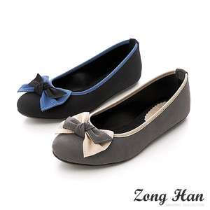 Womens Elegant Stylish Ribbon Synthetic Leather Flat Shoes in Grey or 
