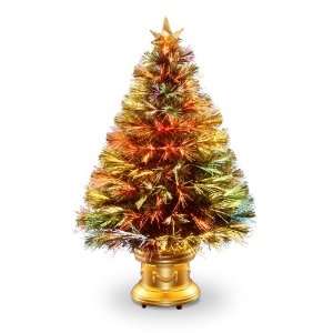  Evergreen Tree with Top Star and Gold Base   32 Inch