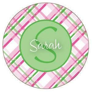  Pink/Green Plaid Personalized Magnet