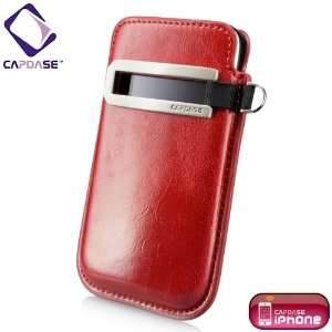   Smart Pocket CALLID for Iphone 3G/3GS Leather case Red Electronics