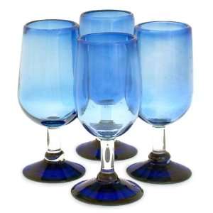   glass wine glasses, Blue Subtleties (set of 4)