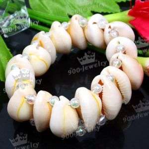 20MM MOTHER OF PEARL SHELL STRETCHY BRACELET BANGLE 8L  