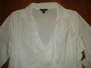 George Size L (12 14) White Wrap Stretch Top Shirt NEW  